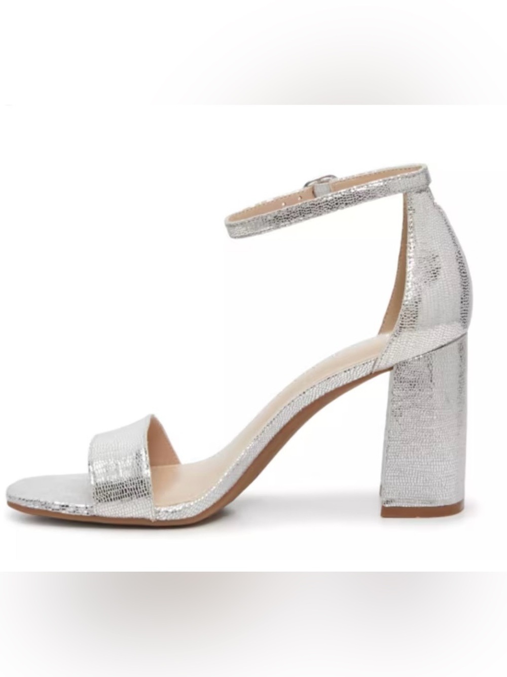 Kelly & Katie Metallic Silver Block Heel Sandals